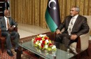 Libyan Prime Minister Omar al-Hassi meets with Sudanese Foreign Minister Ali Karti in Tripoli