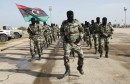 Libyan Army soldiers march during a military graduation parade for trainees in Tripoli
