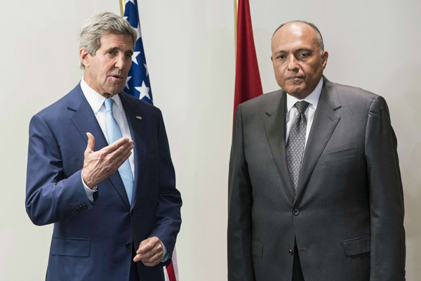 U.S. Secretary of State Kerry and Egyptian Foreign Minister Shoukri
