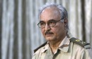 General Khalifa Haftar attends a news conference in Abyar