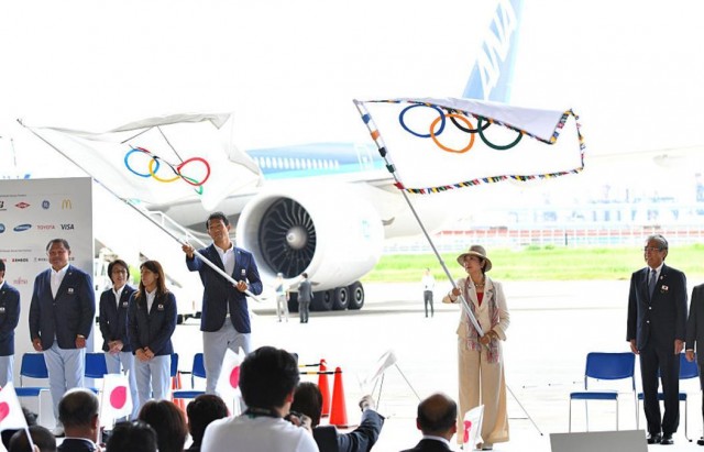 Olympic Flag Arrives In Tokyo