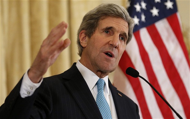 U.S. Secretary of State Kerry speaks about the Ukraine crisis after his meetings with other foreign ministers in Paris