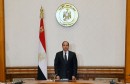 Egyptian President al-Sisi stands and observes a minute of silence for the victims of two separate church attacks during Palm Sunday prayers, with leaders of the Supreme Council of the Armed Forces and the Supreme Council for Police in Cairo