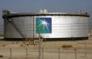 An oil tank is seen at the Saudi Aramco headquarters during a media tour at Damam city